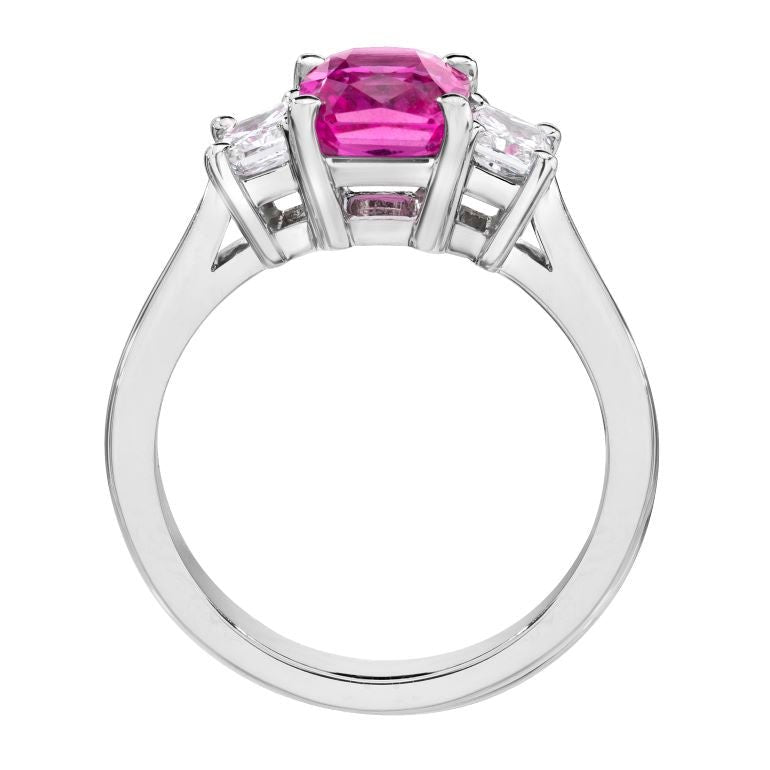 2.70 Carat Radiant Pink Sapphire and Diamond Platinum Ring