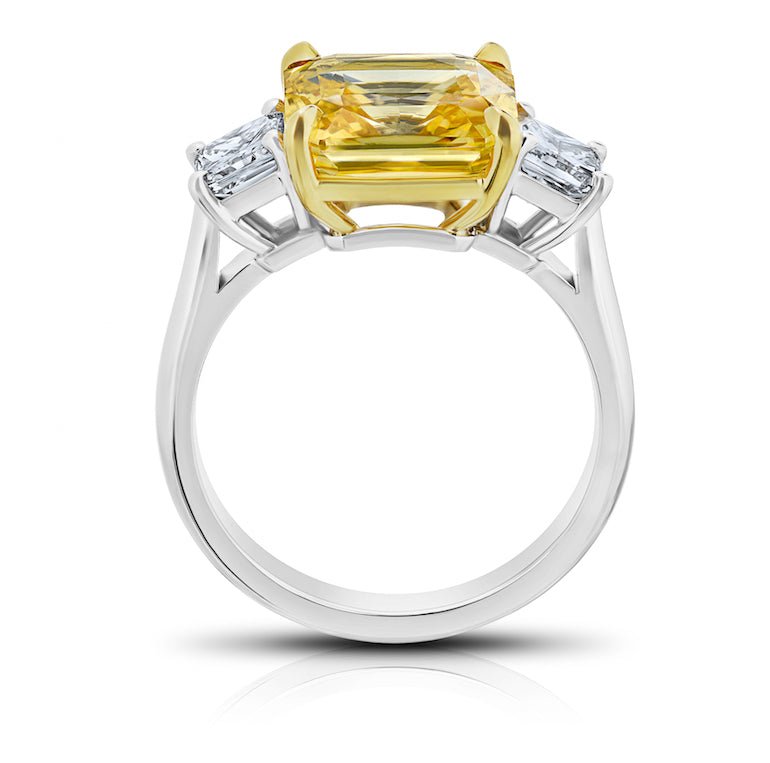 5.67 Carat Radiant Yellow Sapphire and Diamond Platinum Ring