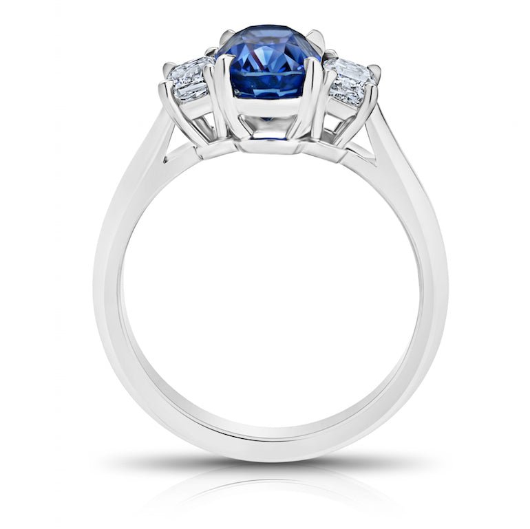 2.48 Carat Cushion Blue Sapphire and Diamond Platinum Ring