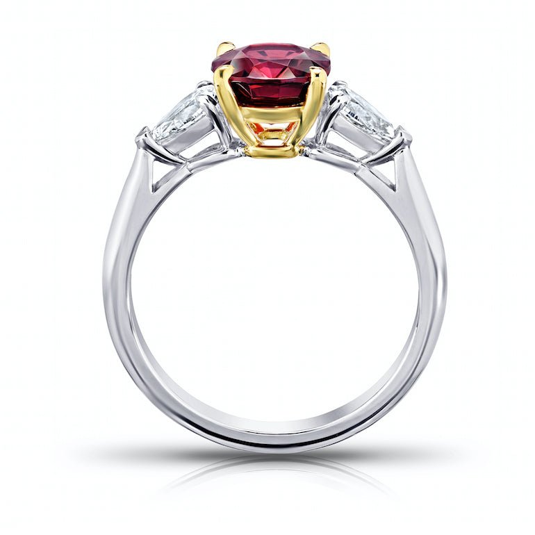 2.10 Carat Oval Red Spinel and Diamond Platinum Ring