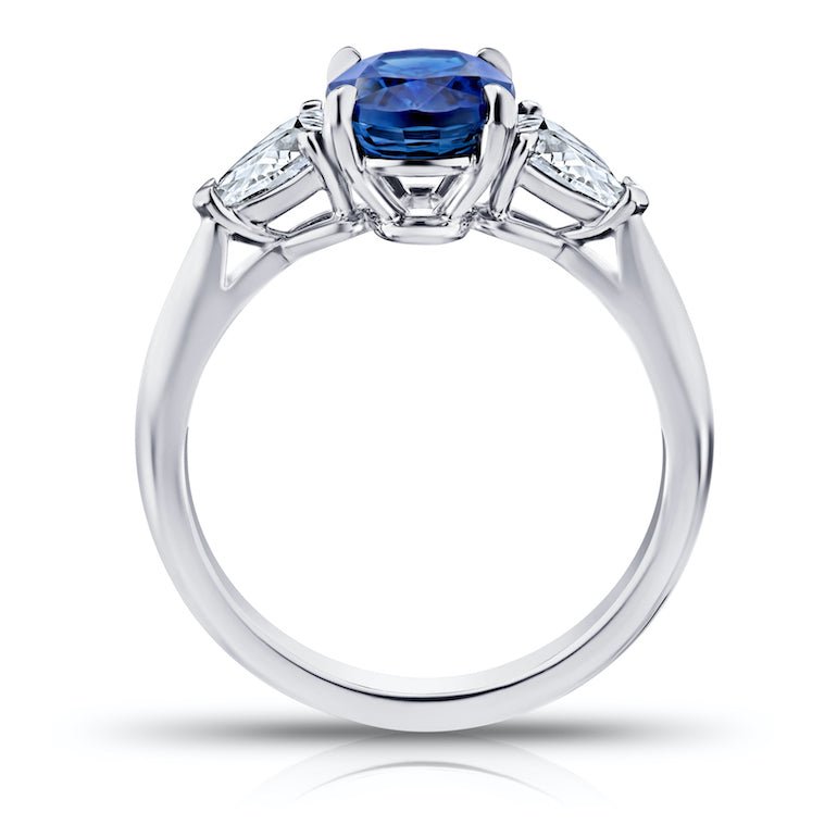 2.19 Carat Oval Blue Sapphire and Diamond Platinum Ring