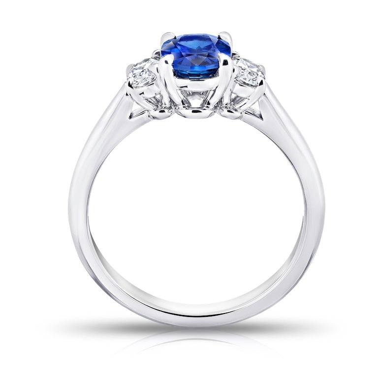1.21 Carat Oval Blue Sapphire and Diamond Platinum Ring