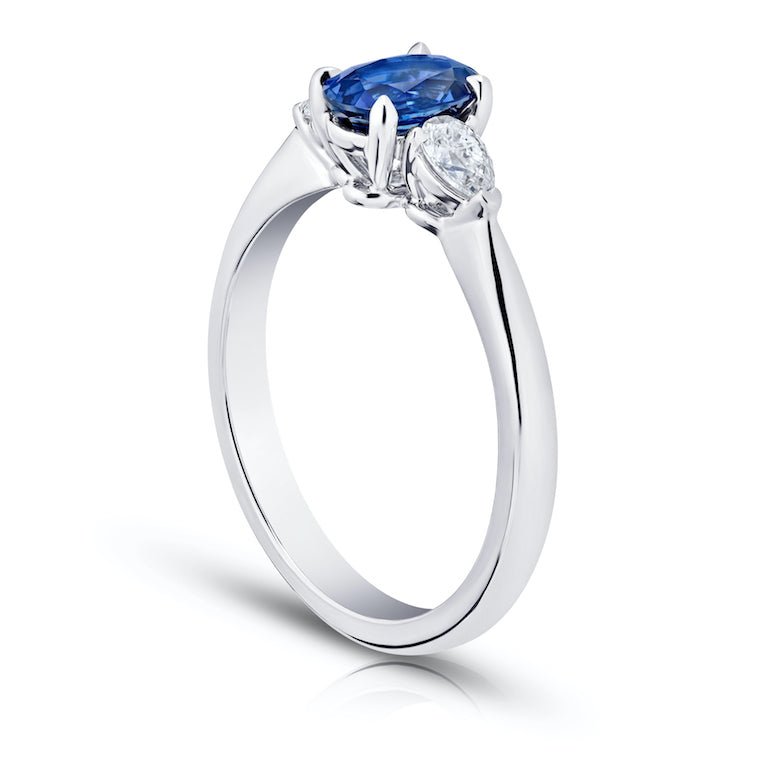1.01 Carat Oval Blue Sapphire and Diamond Platinum Ring