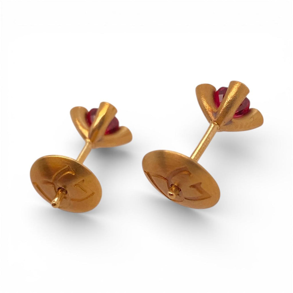 0.90 Carat Cushion Red Ruby and Diamond Earrings