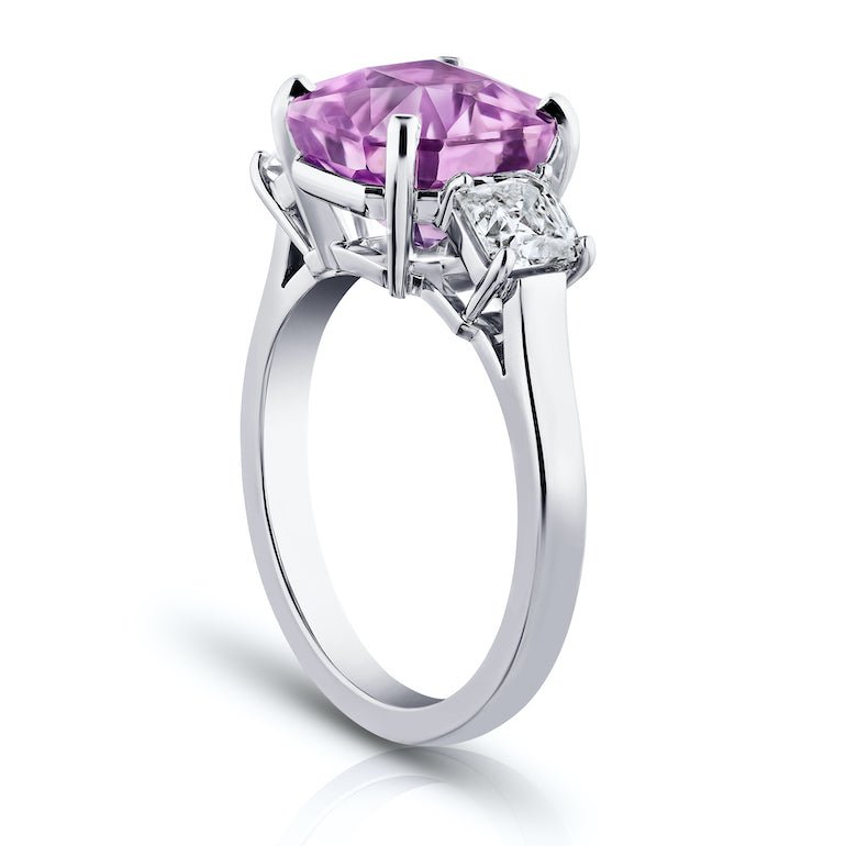5.96 Carat Radiant Cut Pink Sapphire and Diamond Ring