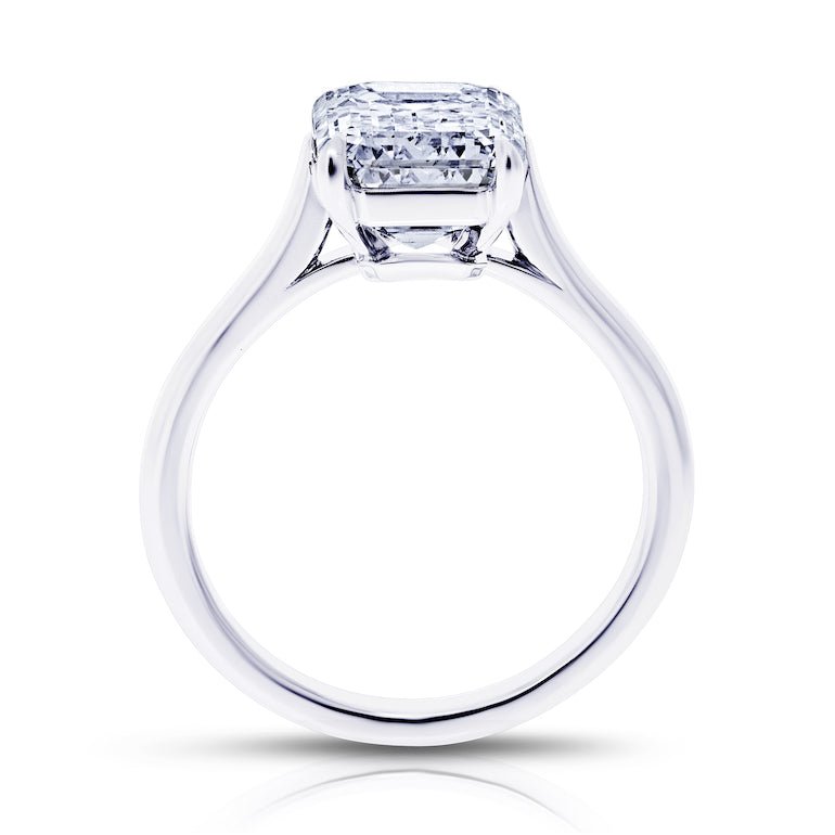 3.04 Carat Emerald Cut White Diamond and Platinum Ring