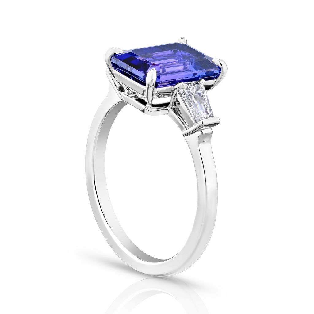 4.14 carat Emerald Purple Sapphire and Diamond Platinum Ring