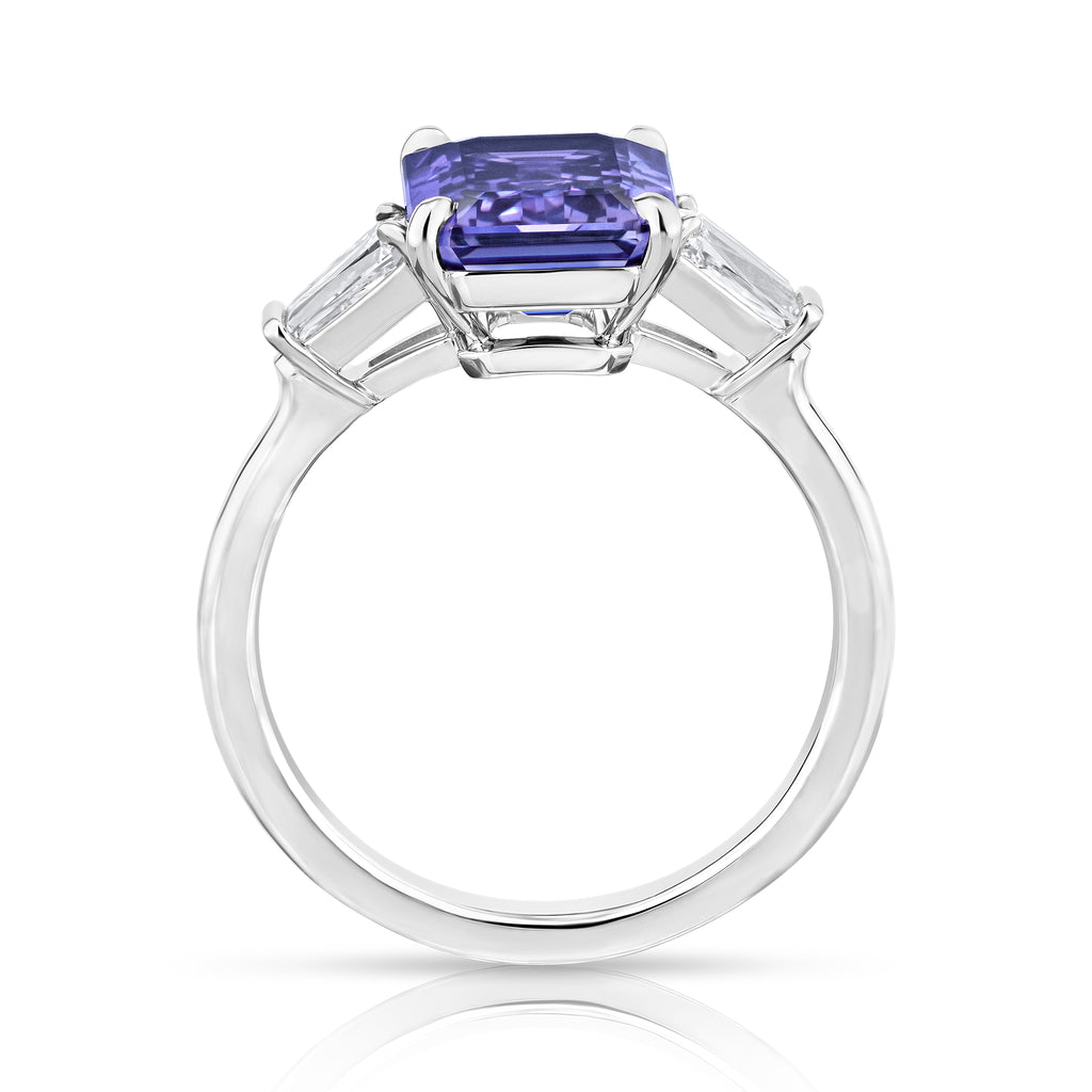 4.14 carat Emerald Purple Sapphire and Diamond Platinum Ring