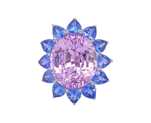 3.13 Carat Green and Pink Round Sapphire and Diamond Earrings