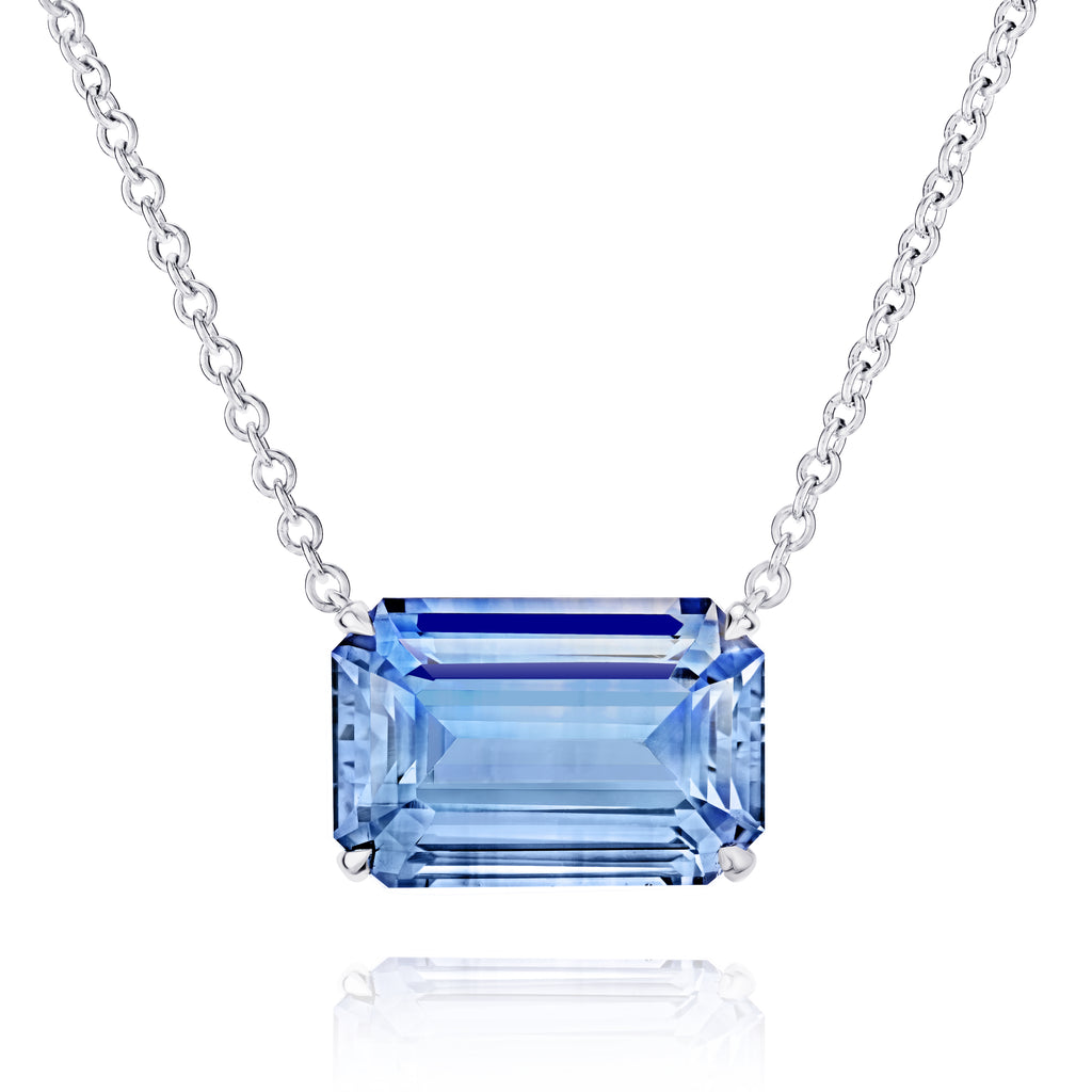 12.12 carat Emerald Cut Blue Sapphire Pendat