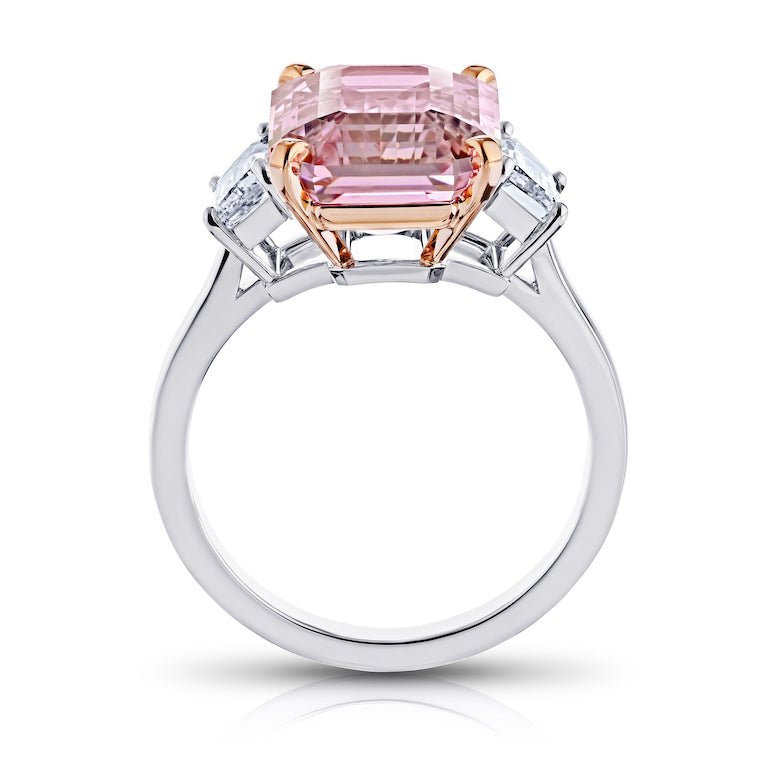 8.09 carat Emerald Pink Sapphire and Diamond Platinum Ring