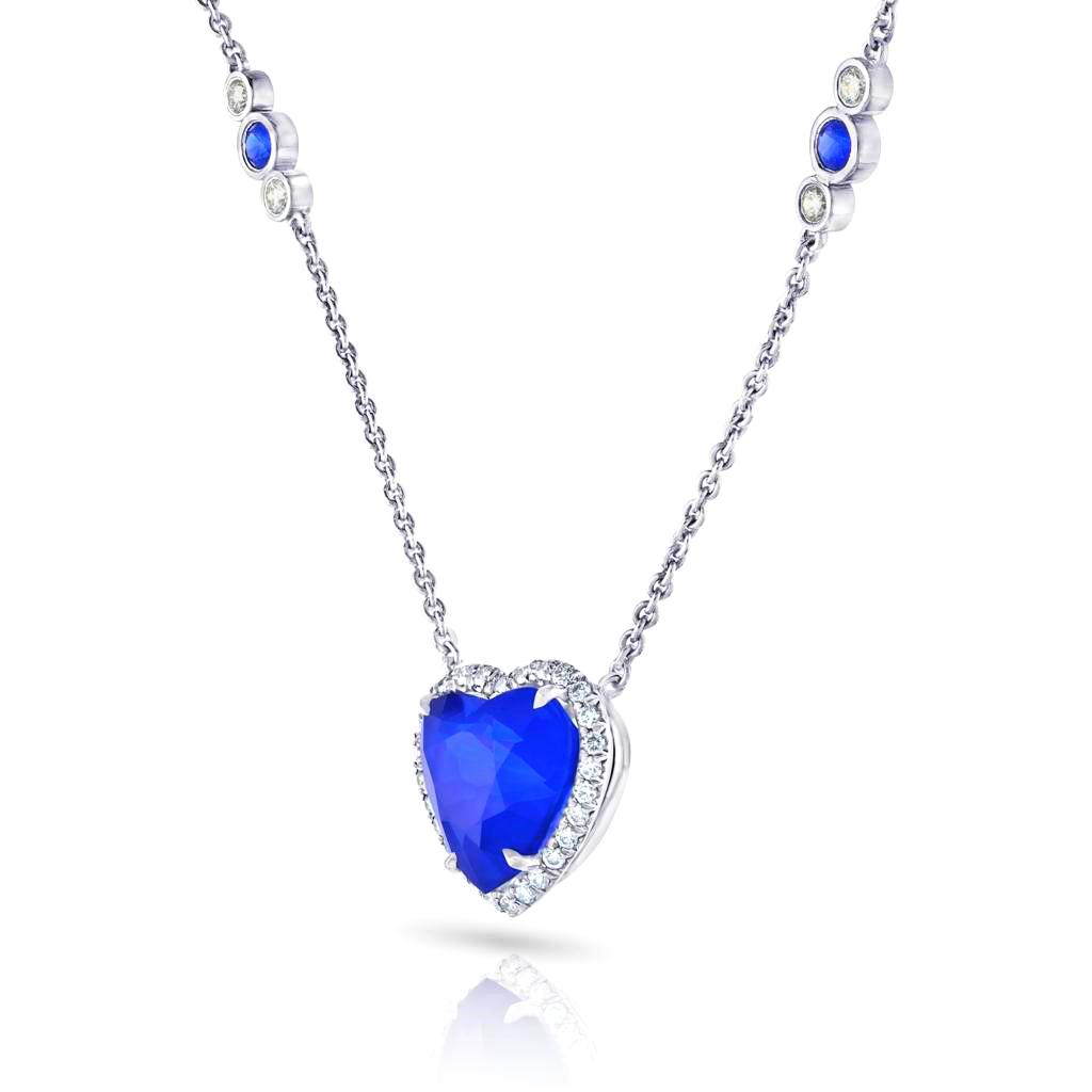 6.02 carat Heart Shaped Blue Sapphire Pendant