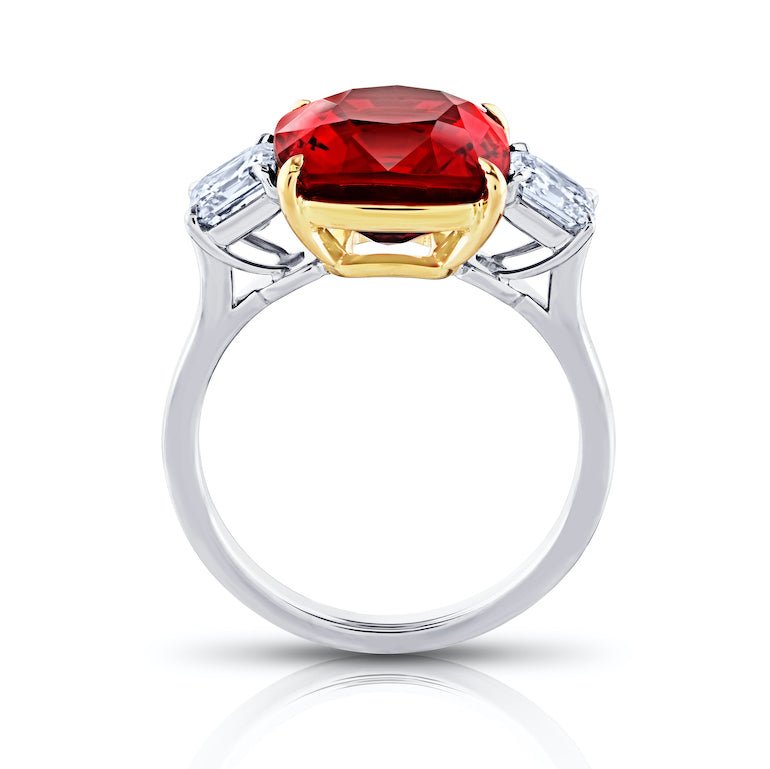 6.39 carat Cushion Red Spinel and Diamond Platinum Ring