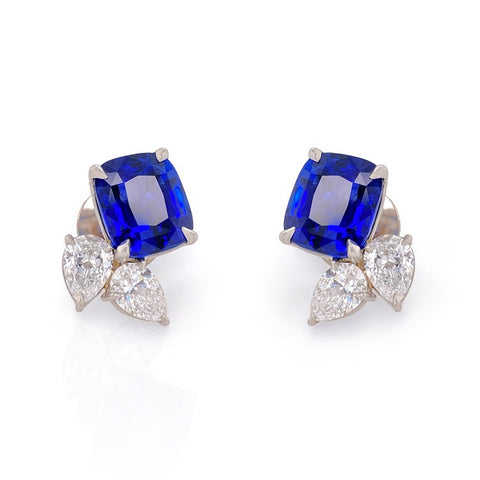 3.13 Carat Green and Pink Round Sapphire and Diamond Earrings