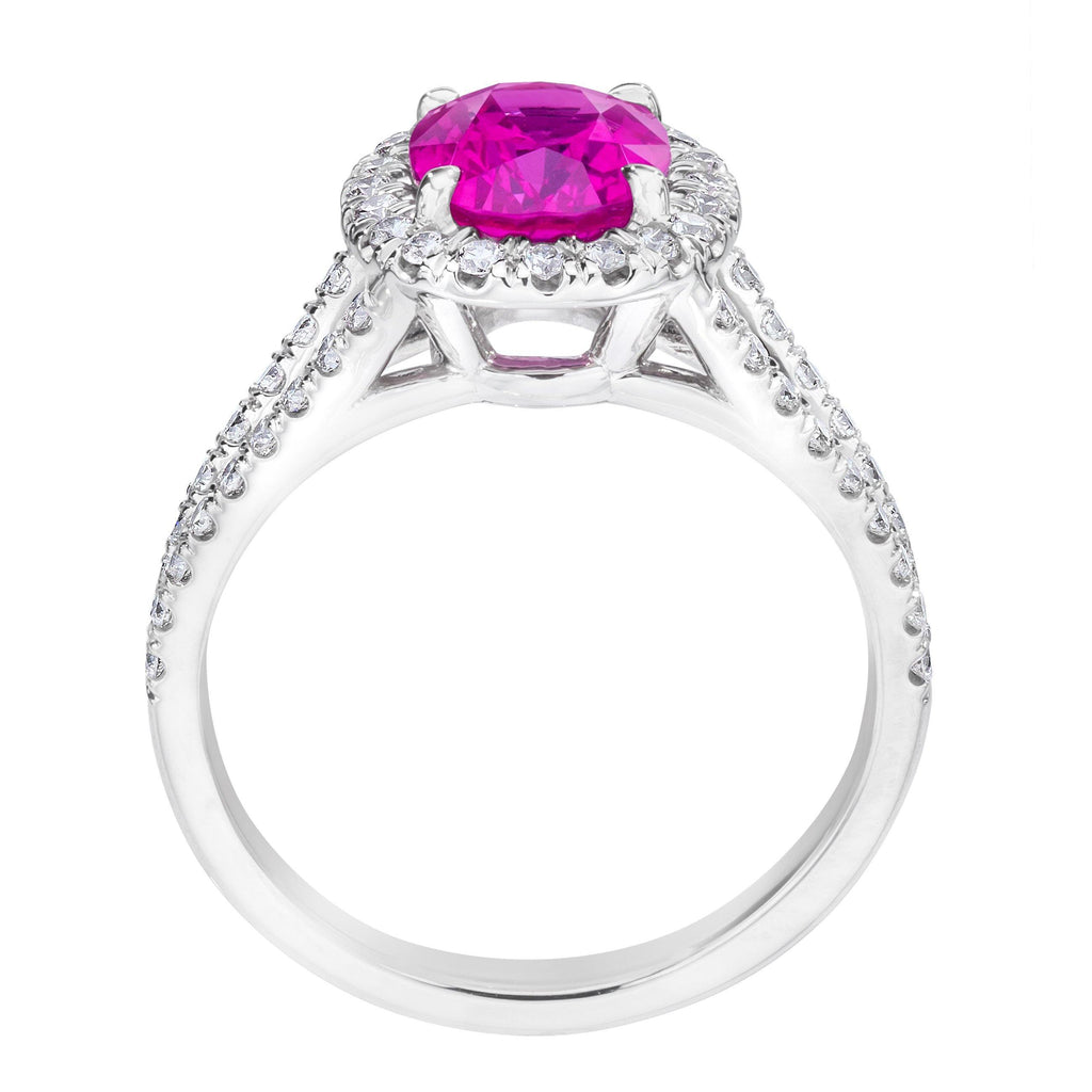 2.47 Carat Oval Pink Sapphire and Diamond Ring - David Gross Group