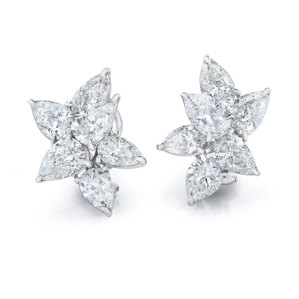 12.00 Carat Magnificent Cluster Pear Shape Diamond Earrings