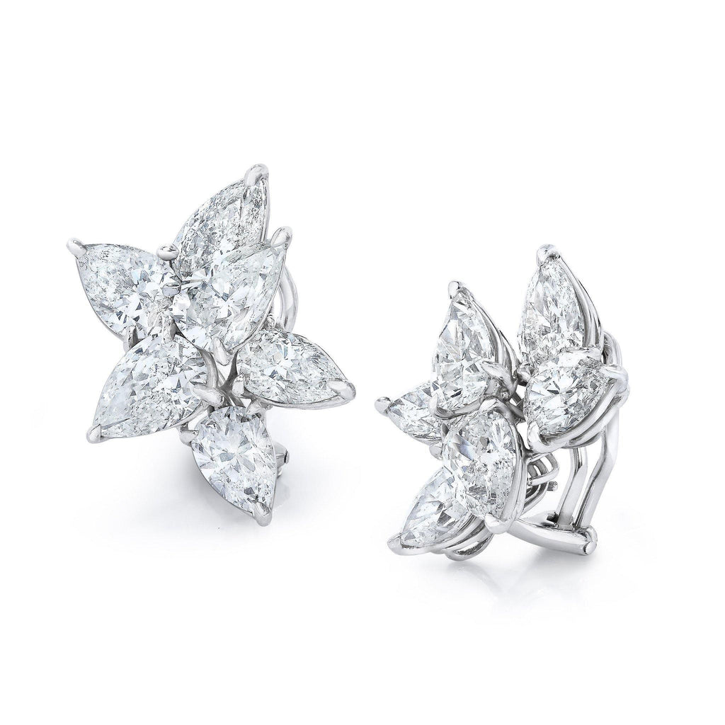 Magnificent Cluster Pear Shape Diamond Earrings - David Gross Group