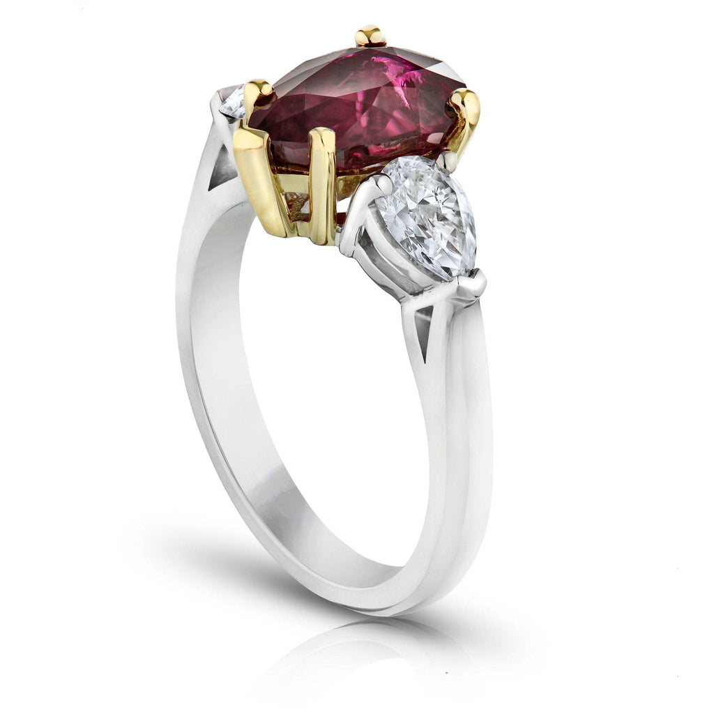 3.08 Carat Pear Shape Ruby and Diamond Ring - David Gross Group