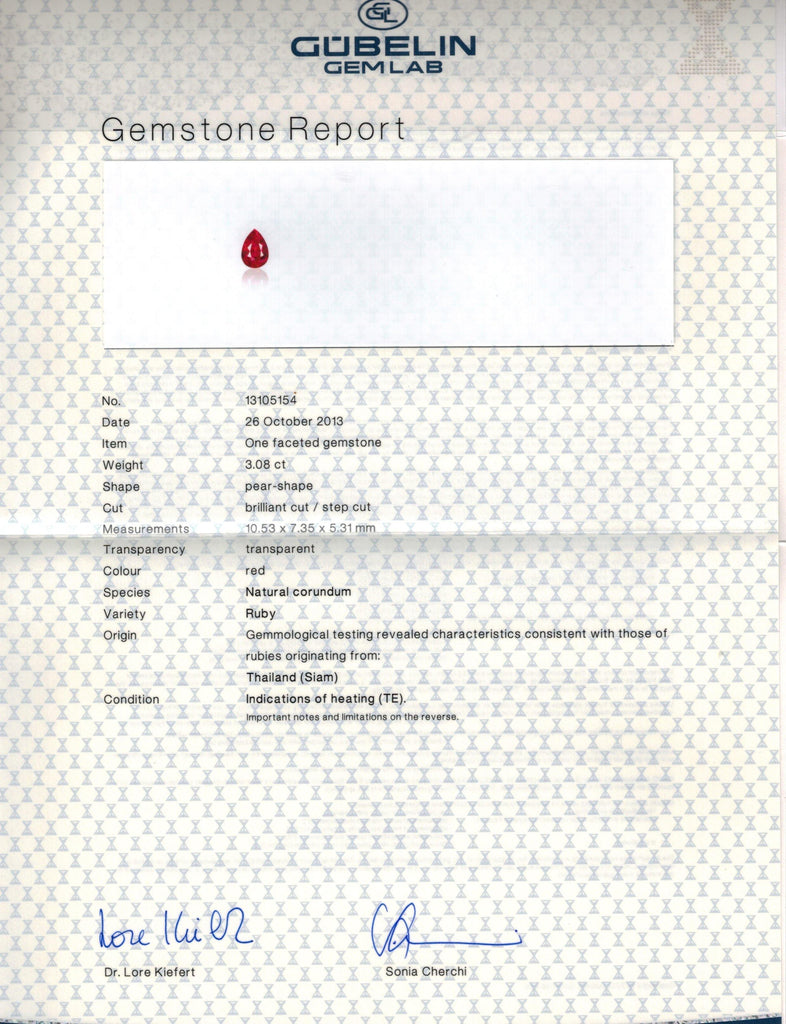 3.08 Carat Pear Shape Ruby and Diamond Ring - David Gross Group