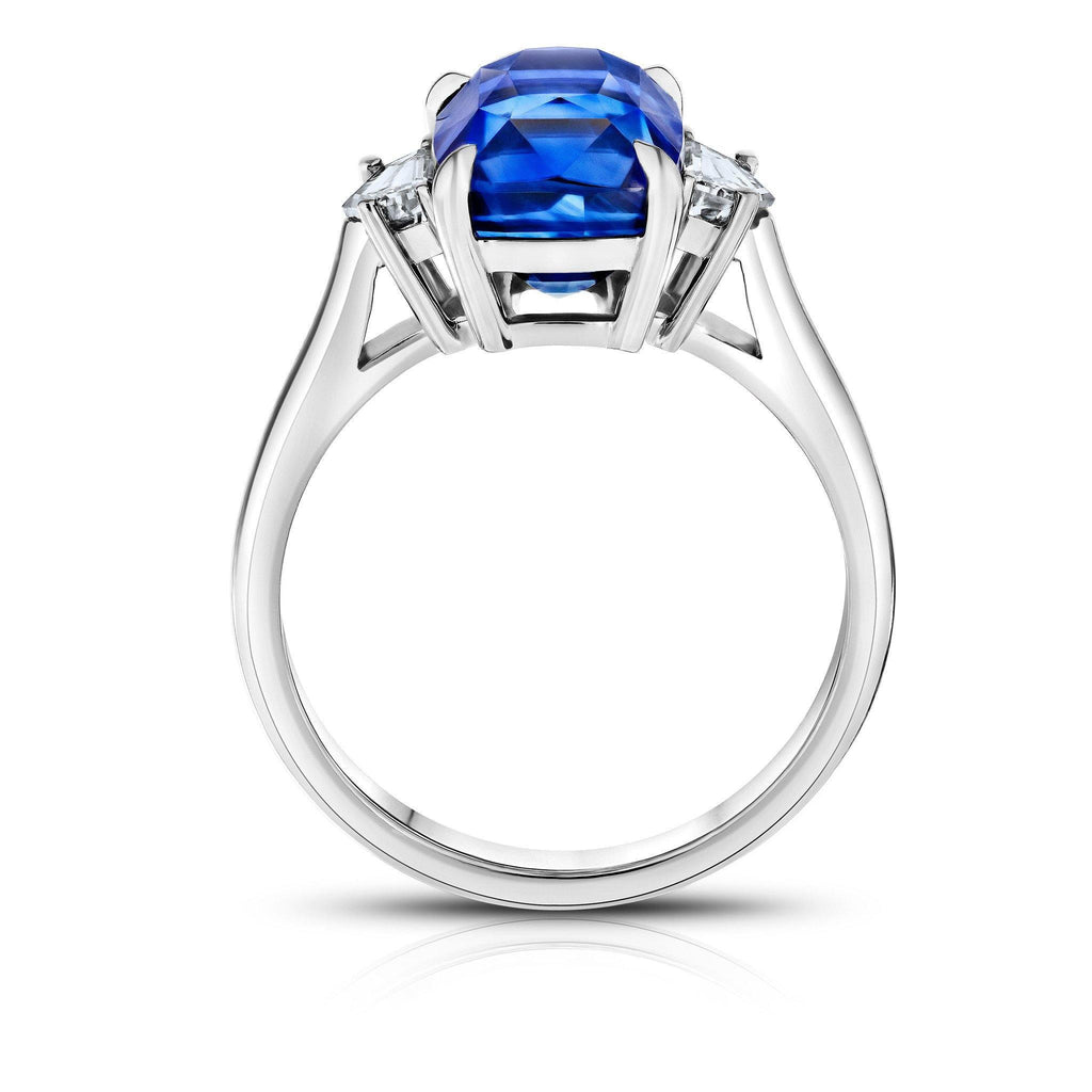 5.62 Carat Cushion Blue Sapphire Ring - David Gross Group