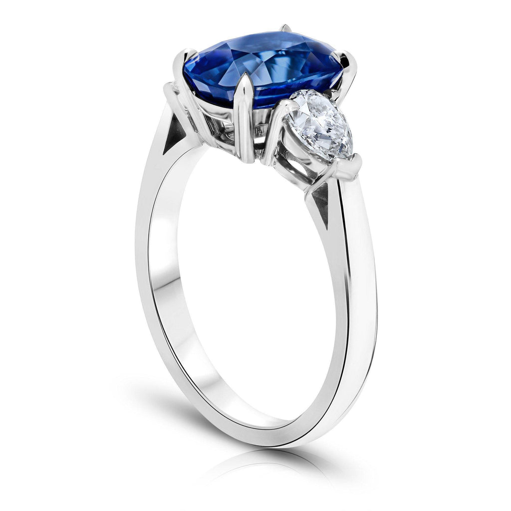 3.18 Carat Cushion Blue Sapphire Ring - David Gross Group
