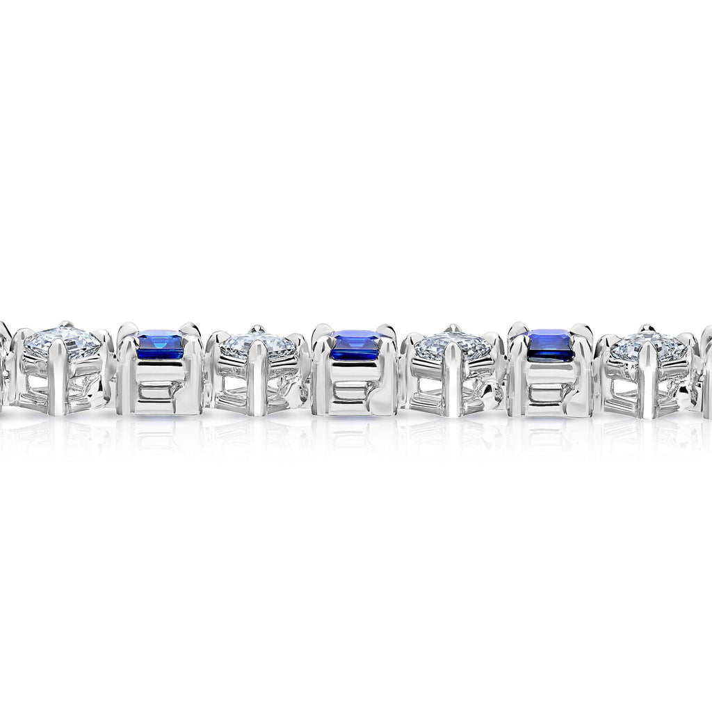 8.36 Blue Asscher Cut Sapphire and Diamond Platinum Bracelet - David Gross Group