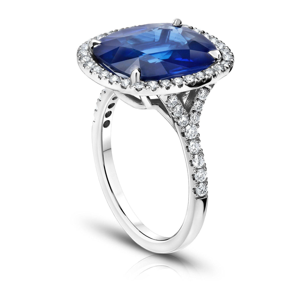 7.32 Carat Cushion Blue Sapphire Ring - David Gross Group