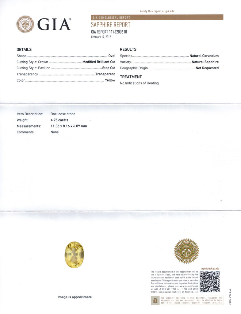 4.95 Carat Oval Yellow Sapphire Ring - David Gross Group