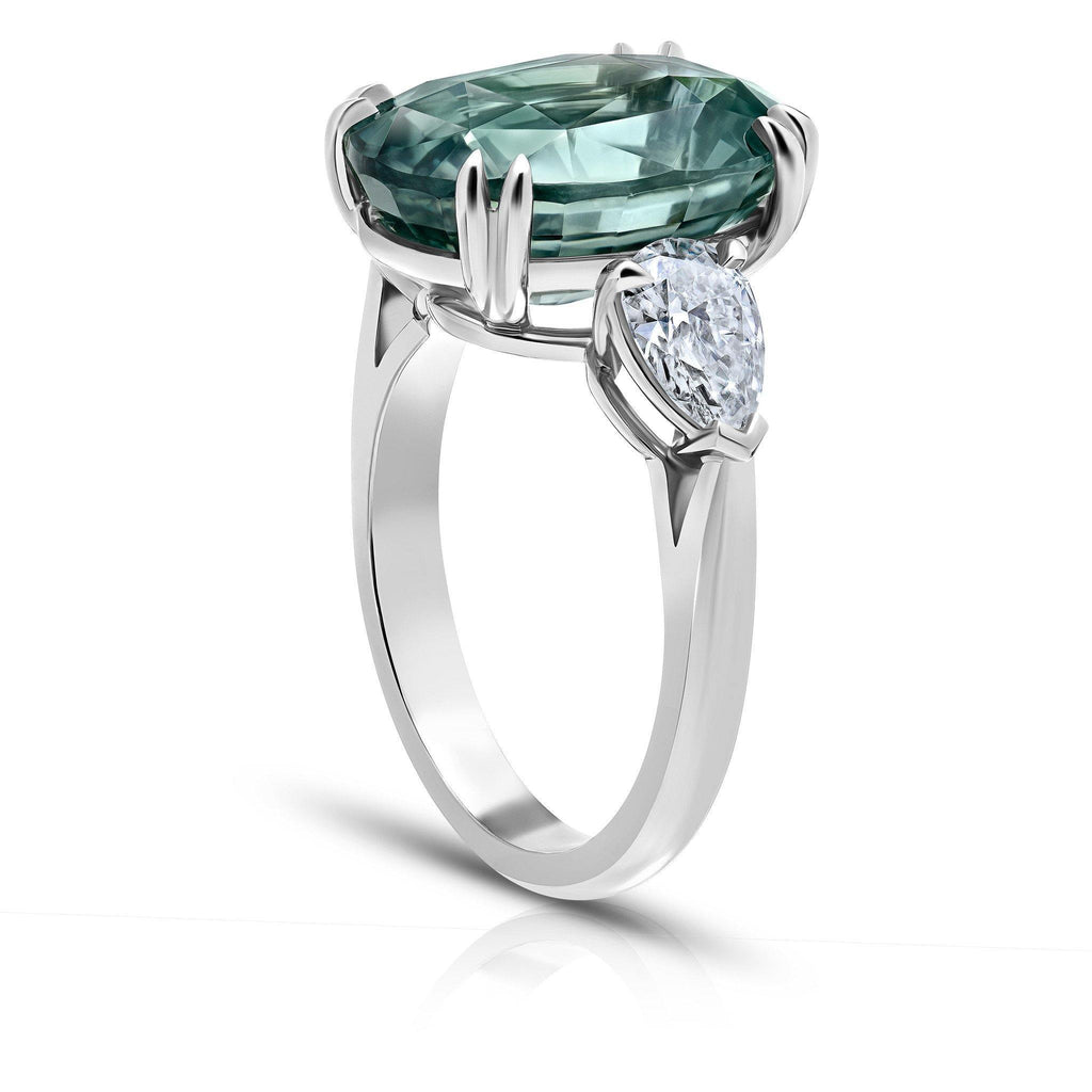 11.13 Carat Oval Green Sapphire Ring - David Gross Group