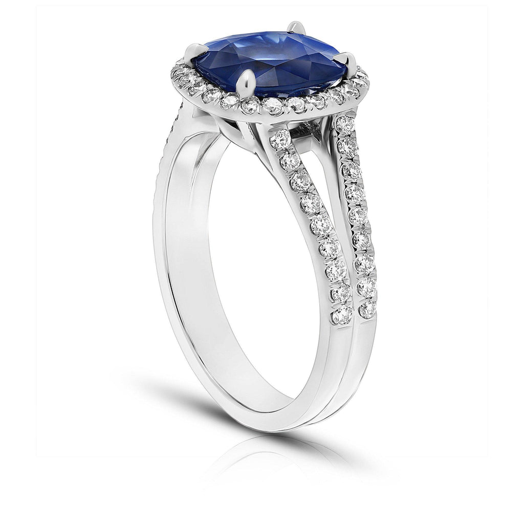 3.18 Carat Cushion Blue Sapphire Ring - David Gross Group