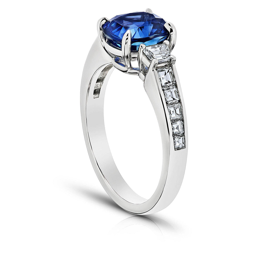 3.05 Carat Cushion Blue Sapphire Ring - David Gross Group