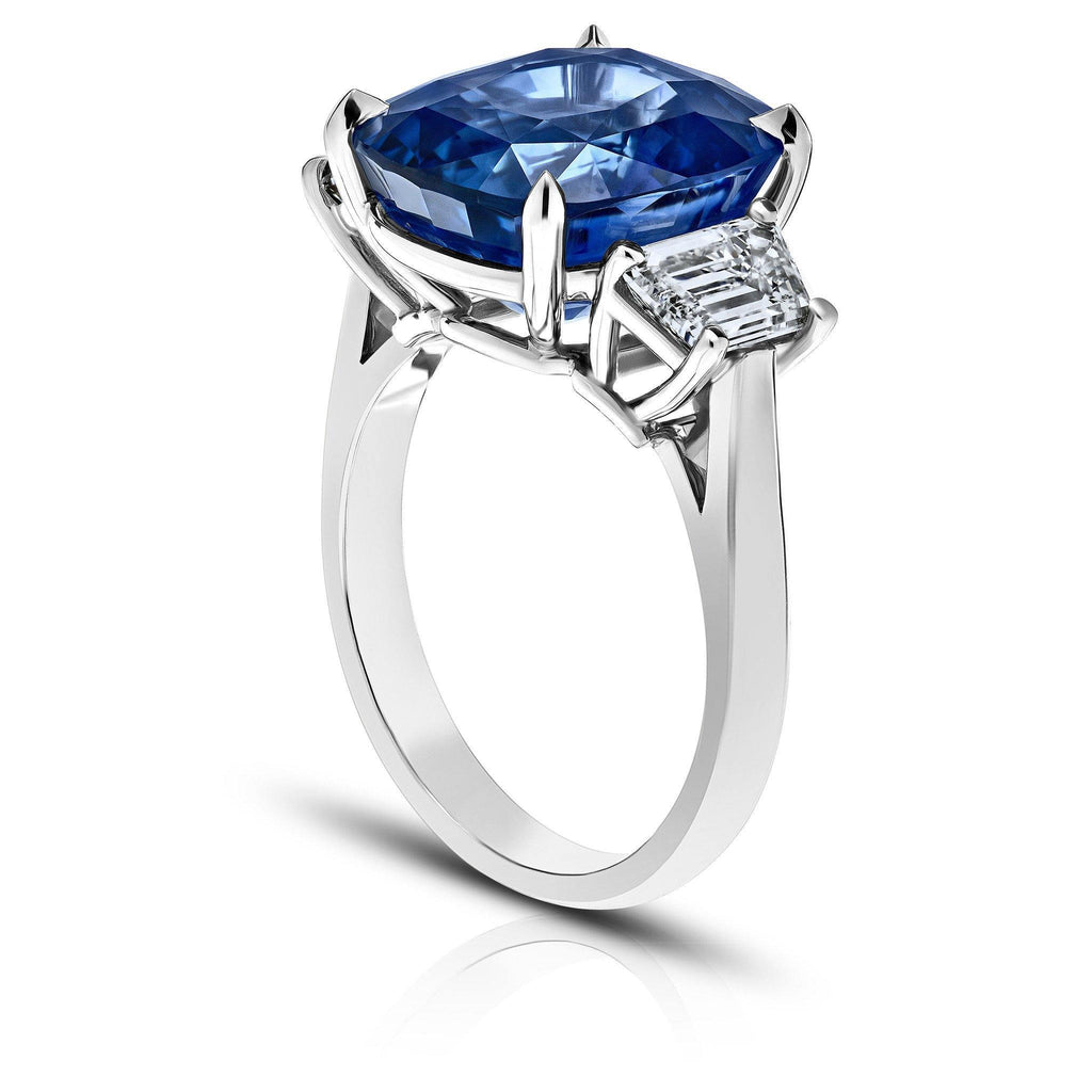 11.23 Carat Cushion Blue Sapphire Ring - David Gross Group