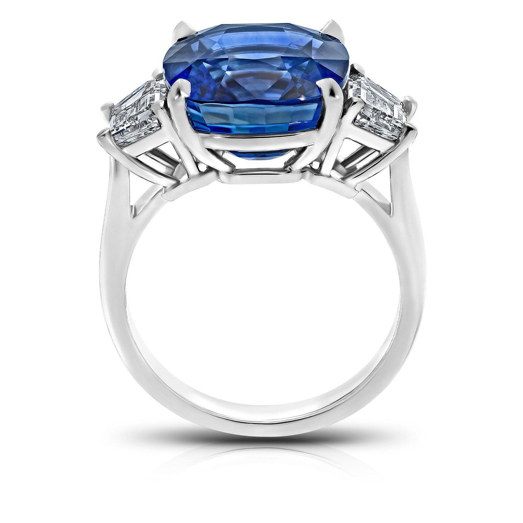 11.23 Carat Cushion Blue Sapphire Ring - David Gross Group