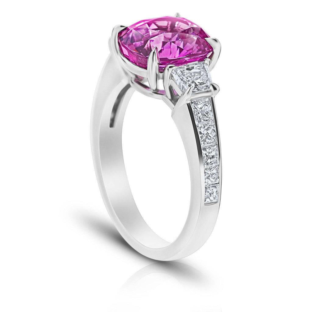 4.85 Carat Cushion Pink Sapphire Ring - David Gross Group