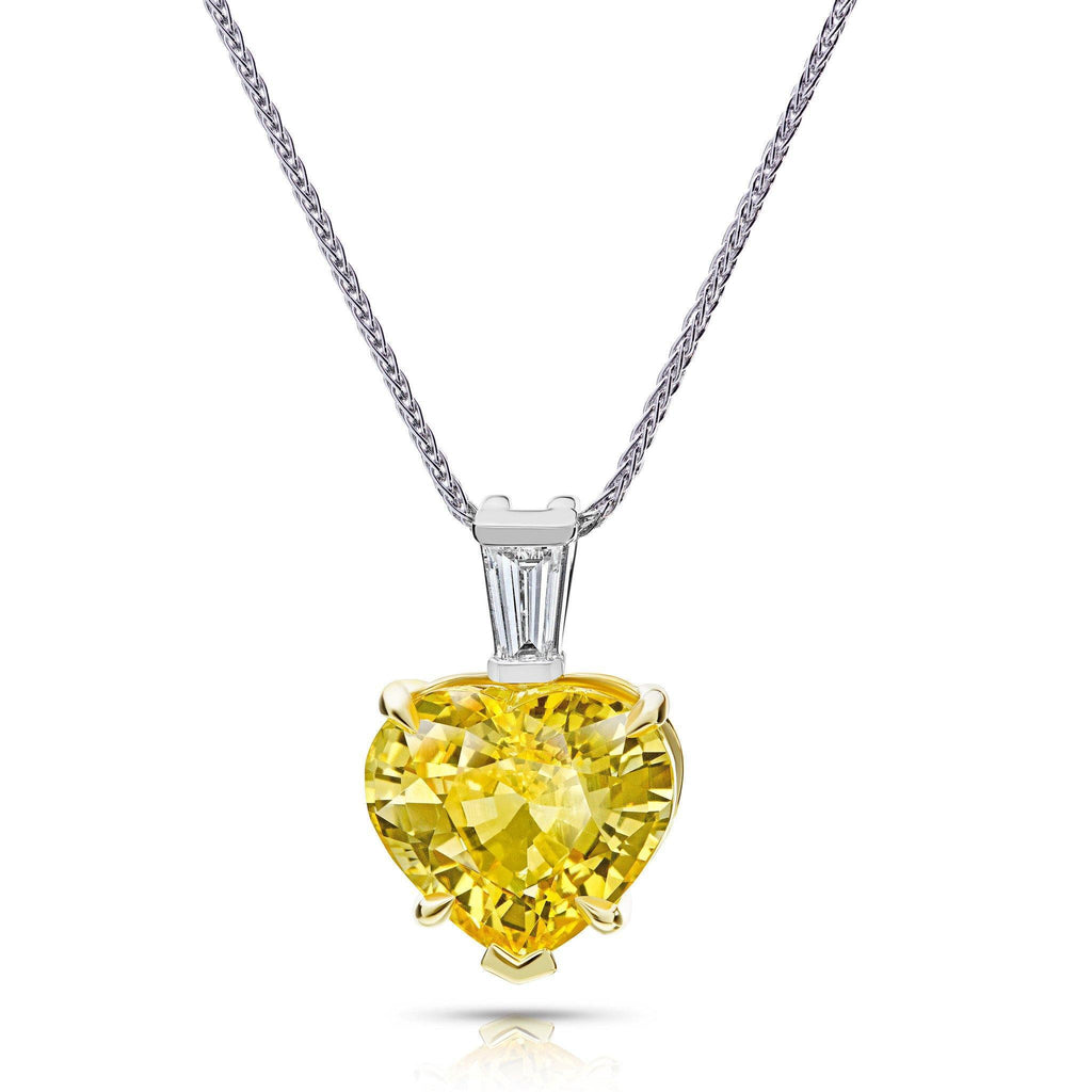 6.57 Carat Yellow Heart Shape Sapphire Pendant