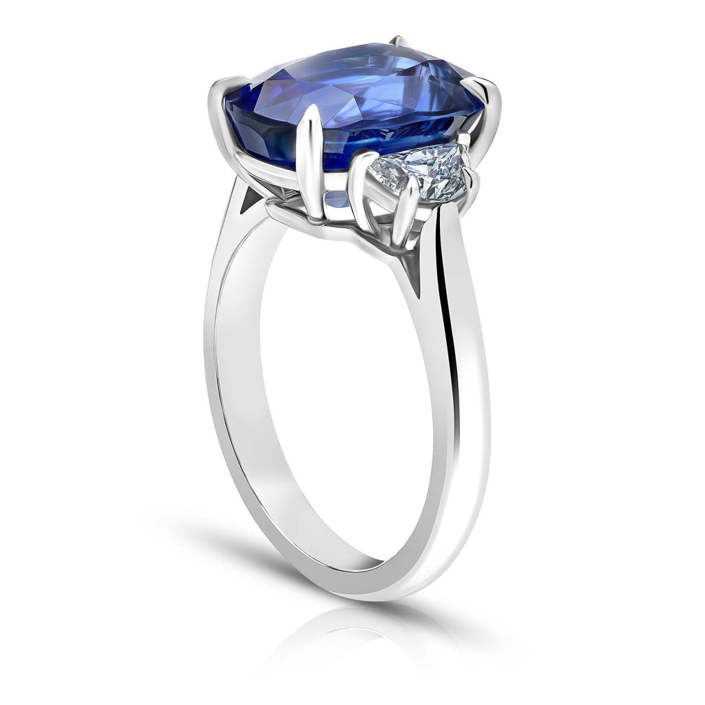 7.58 Carat Cushion Blue Sapphire Ring - David Gross Group