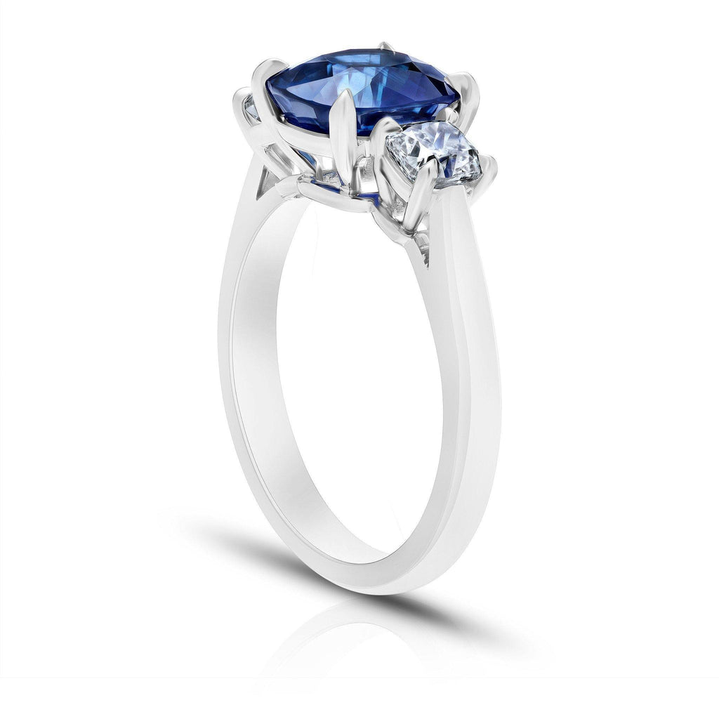2.93 Carat Cushion Blue Sapphire Ring - David Gross Group