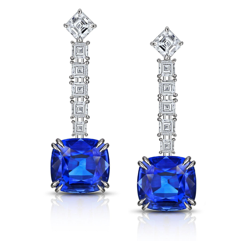 Blue Sapphire and Diamond Drop Earrings