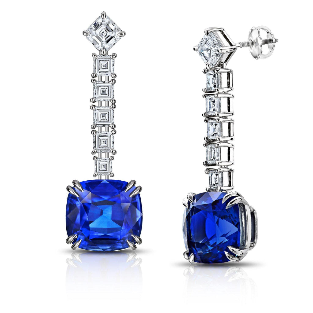 Blue Sapphire and Diamond Drop Earrings - David Gross Group