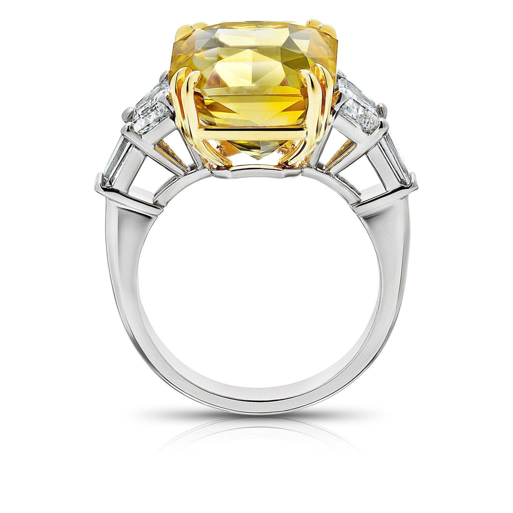 14.25 Carat Radiant Cut Yellow Sapphire Ring - David Gross Group
