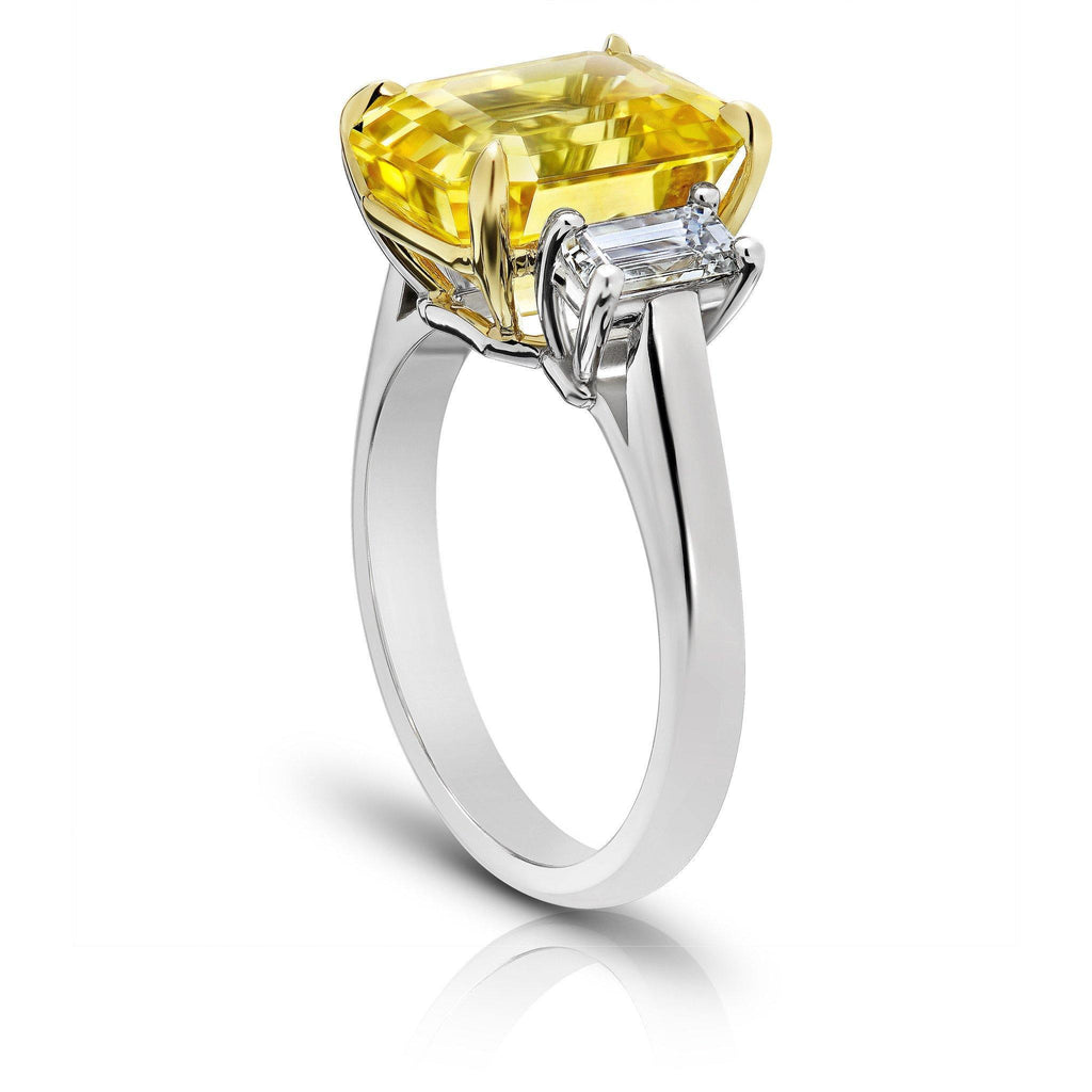 8.02 Carat Emerald Cut Yellow Sapphire Ring - David Gross Group