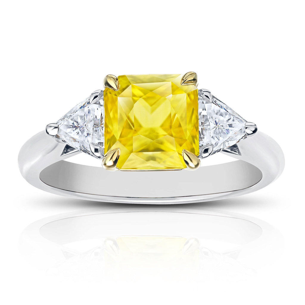 3.09 Carat Radiant Yellow Sapphire Ring