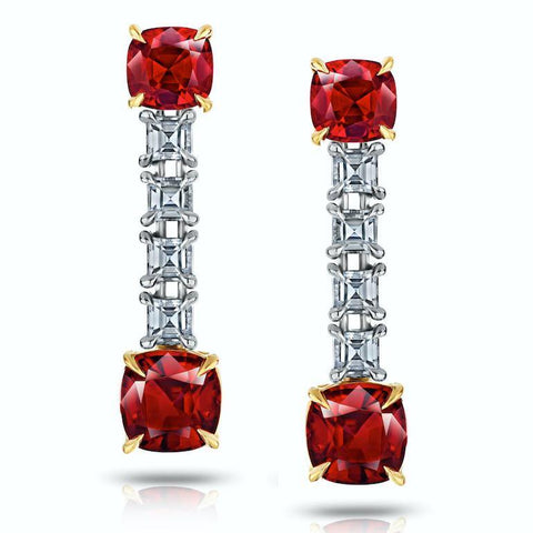 Demantoid Garnet and Diamond Drop Earrings