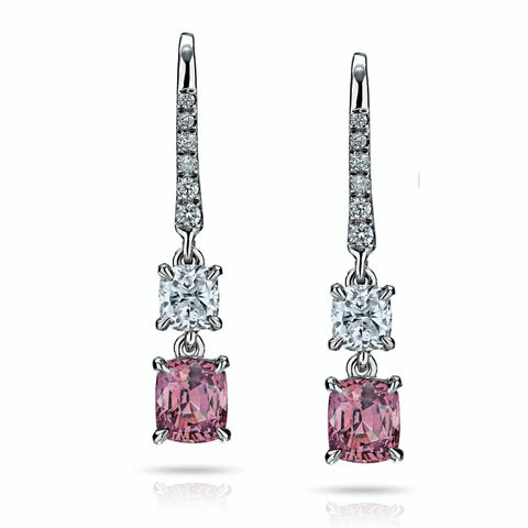 Demantoid Garnet and Diamond Drop Earrings