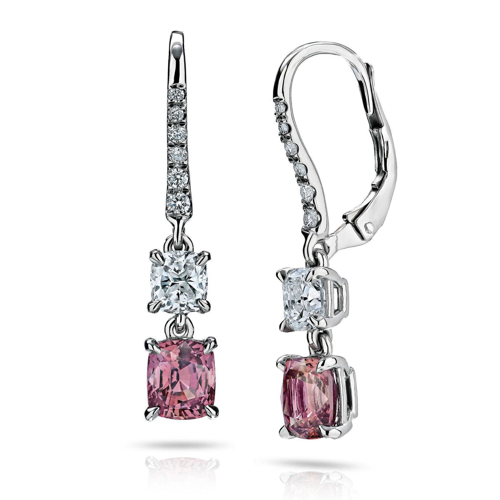 Padparacha Sapphire and Diamond Earrings - David Gross Group