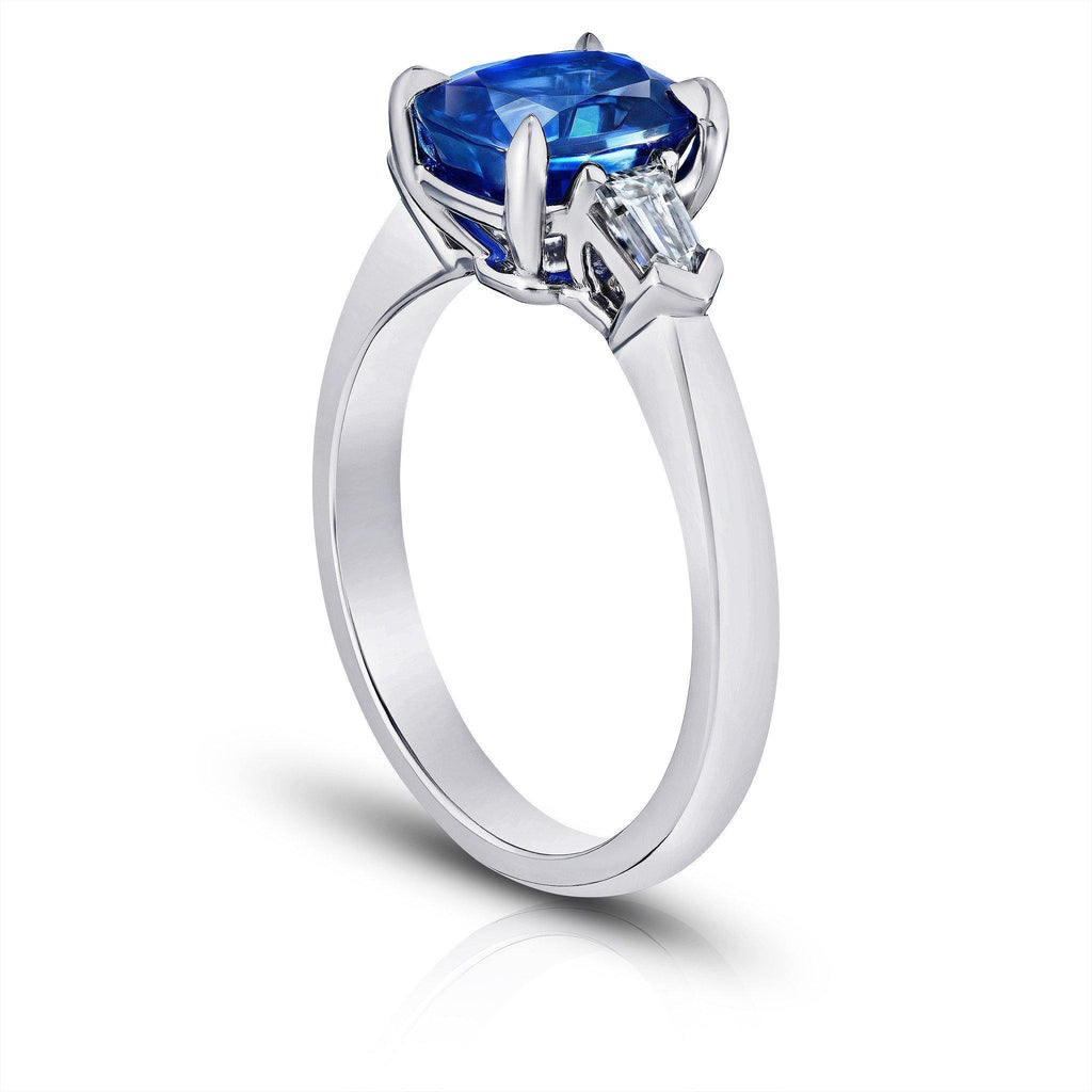 2.79 Carat Blue Sapphire Cushion Ring - David Gross Group