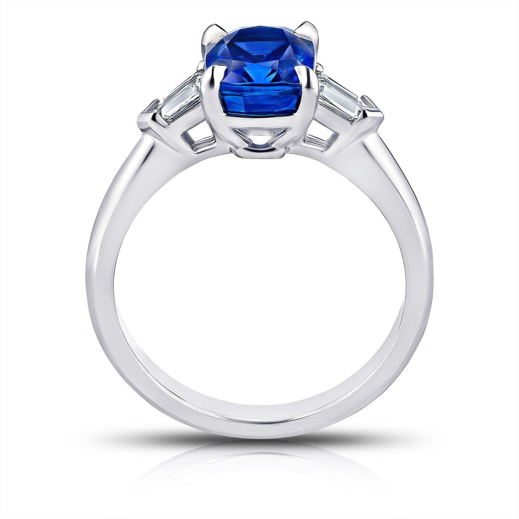 2.79 Carat Blue Sapphire Cushion Ring - David Gross Group