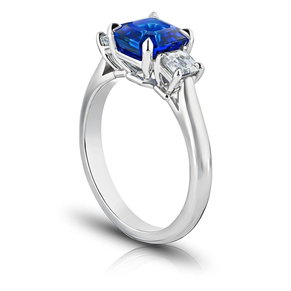 2.48 Carat Emerald Cut Blue Sapphire Ring - David Gross Group