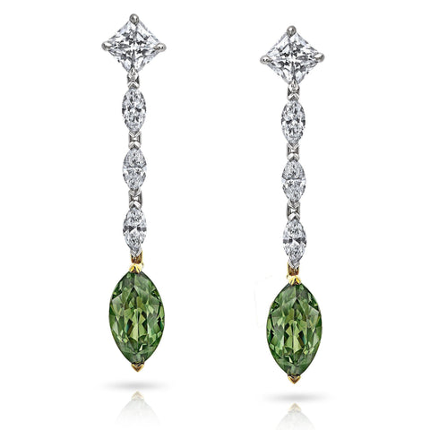 Pear shape and Cushion Cut Ruby Drop Earrings
