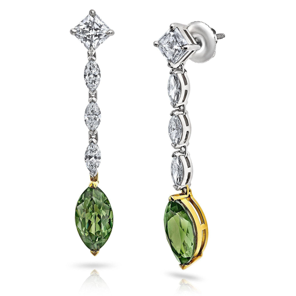 Demantoid Garnet and Diamond Drop Earrings - David Gross Group